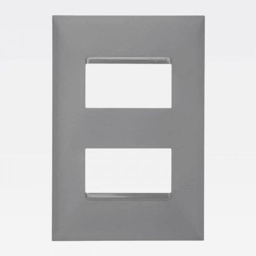 Placa Espelho 2 Postos Separados PIAL Plus+ 4x2 Cinza Legrand 618506CZ