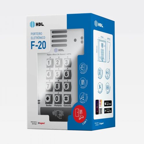 V�deo Porteiro Coletivo HDL F-20 C�mera HD RFID Teclado Blindado Alum�nio HDL 90.02.15.000