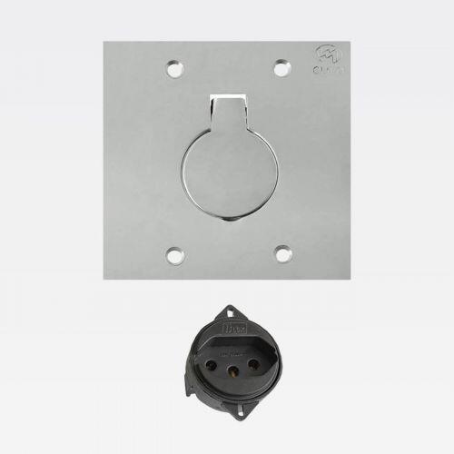 M�dulo Tomada Piso 4x4 2P+T 20A Inox Olivo PL80/2