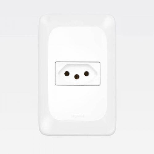 Conjunto Tomada Simples 2P+T 10A PIAL PoP Suporte Placa 4x2 Branco Legrand LGX030