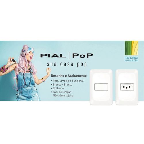 Conjunto Interruptor Duplo c/ Tomada PIAL PoP 10A 4x2 Branco Legrand LGX113