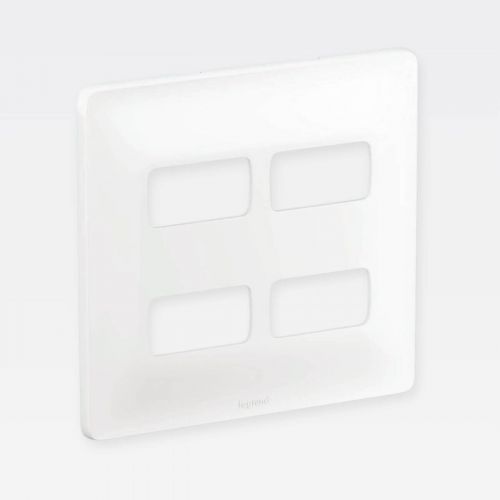 Placa 2+2 Postos PIAL Zeffia 4x4 Espelho Branco Legrand 680175