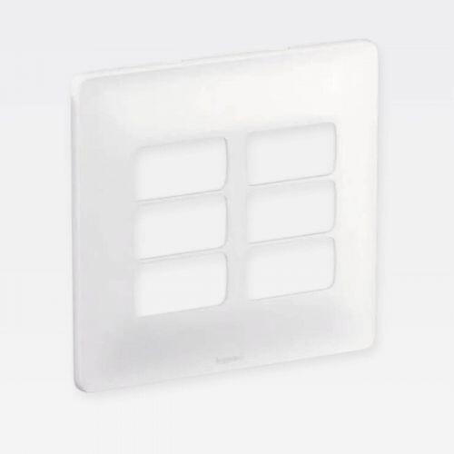 Placa 3+3 Postos PIAL Zeffia 4x4 com Suporte Branco Legrand 680177