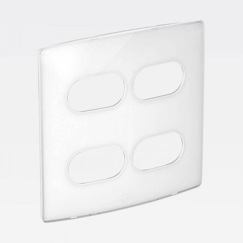 Placa 2+2 Postos Separados PIAL Nereya 4x4 Sugar Gloss Branco Legrand 663423