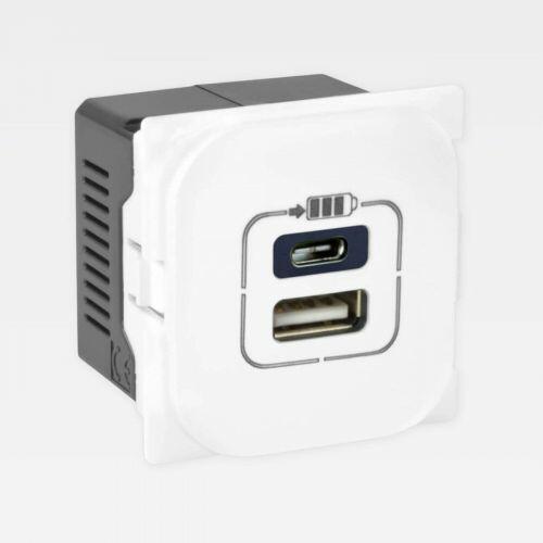 Módulo Carregador USB PIAL Nereya USB-A + USB-C 3000mA Bivolt Branco Legrand 663013