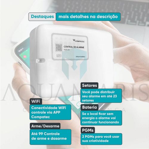 Kit Alarme Wi-Fi Completo Continente ALW320 c/ 4 Sensores Infravermelho + Sirene + Bateria