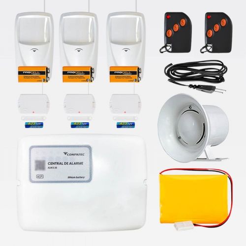 Kit Alarme Wi-Fi Completo Continente ALW320 c/ 3 Sensores Infravermelho + 3 Sensores Magn�ticos + Sirene + Bateria