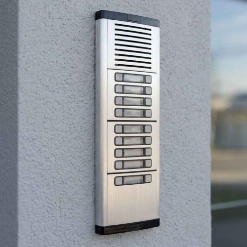 Interfone Coletivo HDL 18 Pontos Módulo Externo Sobrepor c/ 2 Módulos 8 Botões + 1 Módulo 2 Botões + Amplificador MP/MPD