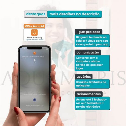 Monofone Interfone HDL Connect WiFi Internet Aplicativo 2 Bot�es Touch Branco HDL 90.02.12.003