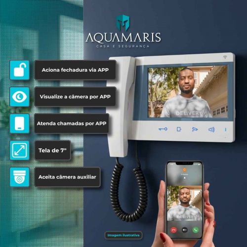 V�deo Porteiro HDL Connect WiFi c/ App Siga-me Touchscreen 7" Viva-Voz Branco/Preto HDL 90.02.11.003/4