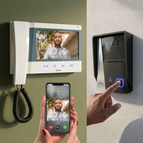 V�deo Porteiro HDL Connect WiFi c/ App Siga-me Touchscreen 7" Viva-Voz Branco/Preto HDL 90.02.11.003/4