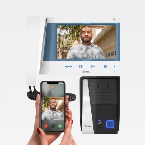 V�deo Porteiro HDL Connect WiFi c/ App Siga-me Touchscreen 7" Viva-Voz Branco/Preto HDL 90.02.11.003/4