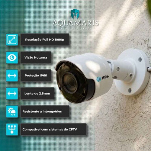 Kit V�deo Porteiro HDL Advance com C�mera Auxiliar Monitor 7 Polegadas Viva-Voz IP44 Branco HDL