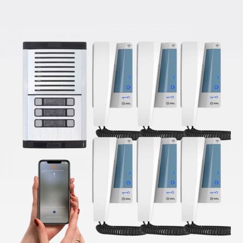 Kit Interfone Coletivo 6 Pontos HDL Connect WiFi Controle por Aplicativo
