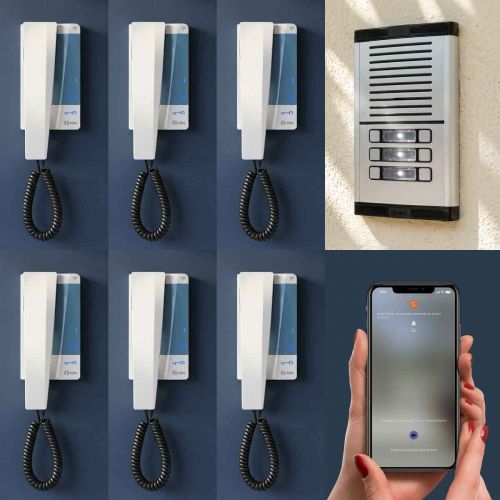 Kit Interfone Coletivo 6 Pontos HDL Connect WiFi Controle por Aplicativo