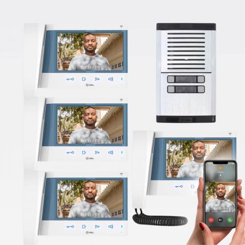 V�deo Porteiro Coletivo 4 Pontos WiFi HDL Connect App 7" Touchscreen
