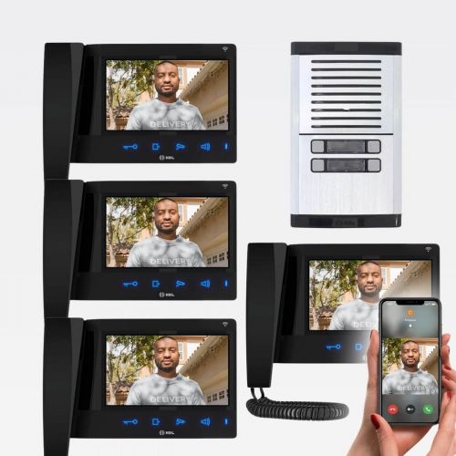 V�deo Porteiro Coletivo 4 Pontos WiFi HDL Connect App 7" Touchscreen