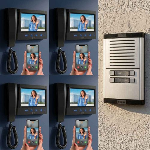 V�deo Porteiro Coletivo 4 Pontos WiFi HDL Connect App 7" Touchscreen