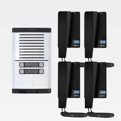 Kit Interfone Coletivo 4 Pontos Porteiro Eletr�nico HDL MP/MPD + Gabinete GS-02 + Fonte TRA-400 + 4 Monofones Advance