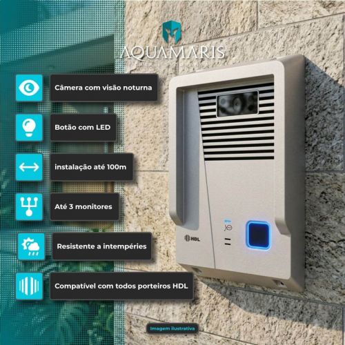 Kit V�deo Porteiro HDL Class 4.3" c/ Protetor Antivandalismo Alum�nio IP44