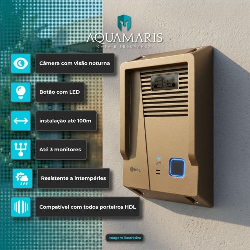 Kit V�deo Porteiro HDL Class 4.3" c/ Protetor Antivandalismo Alum�nio IP44