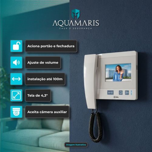 Kit V�deo Porteiro HDL Class 4.3" c/ Protetor Antivandalismo Alum�nio IP44