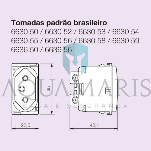 M�dulo Tomada 2P+T PIAL Nereya 10A 250V Borne Autom�tico Branco Legrand 663060