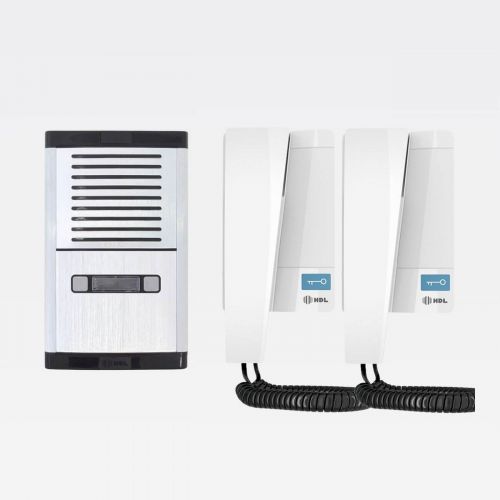 Kit Interfone Coletivo 2 Pontos Porteiro Eletr�nico HDL MP/MPD + Gabinete GS-02 + Fonte TRA-400 + 2 Monofones Advance