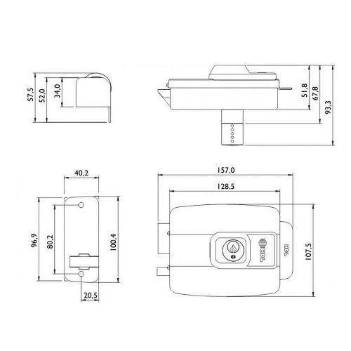 Fechadura El�trica C90 STD HDL Para Porta Metal/Madeira Abre Para Fora Cinza HDL 90.01.03.025
