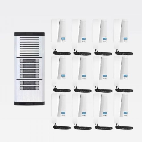 Kit Interfone Coletivo 12 Pontos Porteiro Eletr�nico HDL MP/MPD + Gabinete GS-03 + Fonte TRA-400 + 12 Monofones Advance