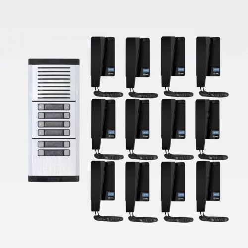 Kit Interfone Coletivo 12 Pontos Porteiro Eletr�nico HDL MP/MPD + Gabinete GS-03 + Fonte TRA-400 + 12 Monofones Advance