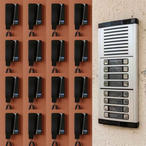 Kit Interfone Coletivo 12 Pontos Porteiro Eletr�nico HDL MP/MPD + Gabinete GS-03 + Fonte TRA-400 + 12 Monofones Advance