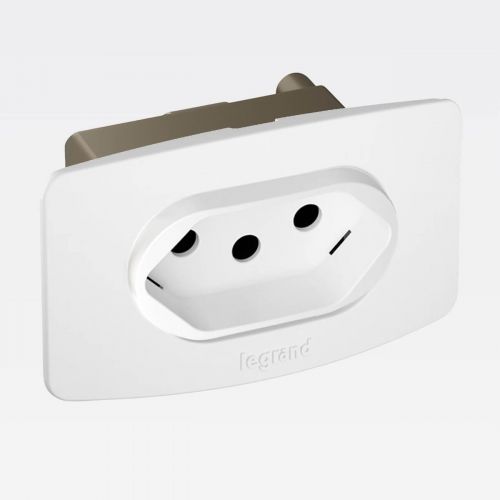 Kit Tomada Simples 2P+T 10A Nereya Placa Embutir M�veis Branco Legrand