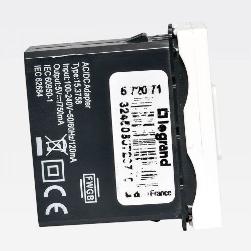 M�dulo Carregador USB Tipo-A Simples Arteor 750mAh Branco Legrand 572071B
