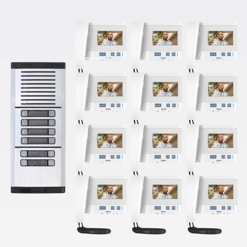 Kit Interfone Coletivo 12 Pontos HDL com C�mera V�deo Porteiro Completo