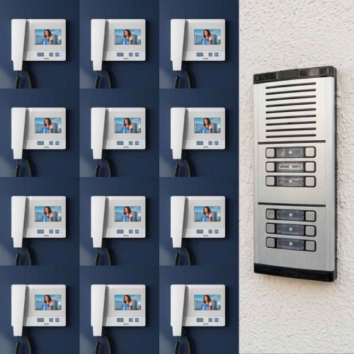 Kit Interfone Coletivo 12 Pontos HDL com Câmera Vídeo Porteiro Completo