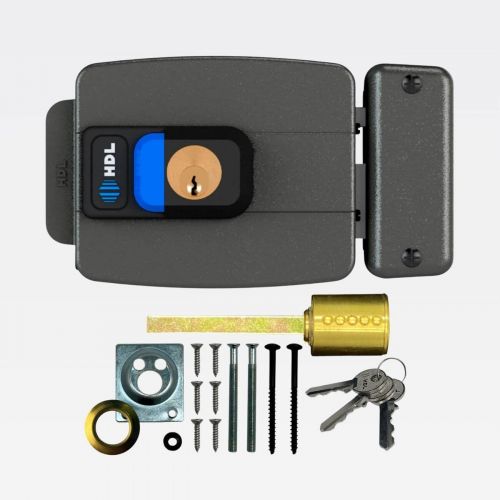 Fechadura El�trica C90 PRO HDL Para Porta Abre Para Fora Cinza HDL 90.01.03.046