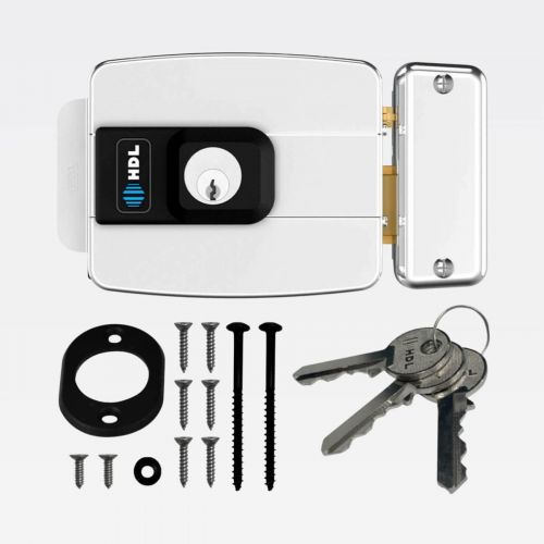 Fechadura El�trica C90 STD HDL Para Porta Metal/Madeira Abre Para Fora Com Bot�o Inox HDL 90.01.03.030