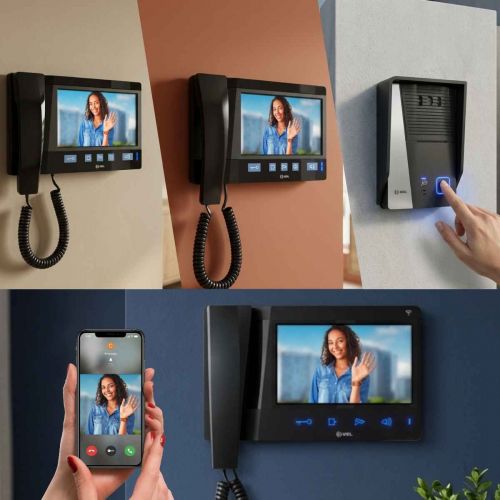 Kit V�deo Porteiro 3 Pontos WiFi HDL Connect App Celular Touchscreen 7
