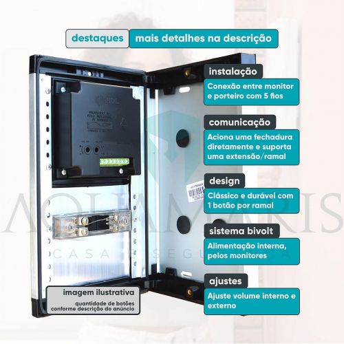 Unidade Externa V�deo Porteiro Coletivo VPC 4 Bot�es com C�mera Colorida HDL 90.02.01.018