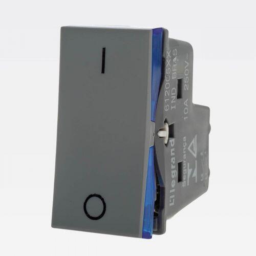Módulo Interruptor Bipolar Simples PIAL Plus+ 10A 250V Cinza Legrand 612005CZ