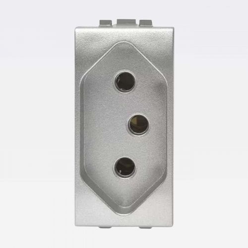 Módulo Tomada 2P+T Living Light 10A 250V Prateado Legrand SNT4165S