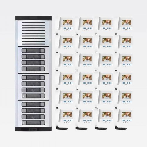 Kit V�deo Porteiro Coletivo HDL 24 Pontos com C�mera Monitor 4,3" Class Alum�nio/Preto HDL