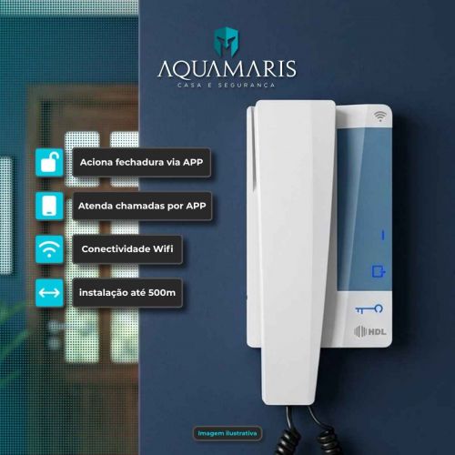 Kit Interfone Coletivo HDL WiFi 2 Pontos com Aplicativo Connect Alum�nio/Preto HDL