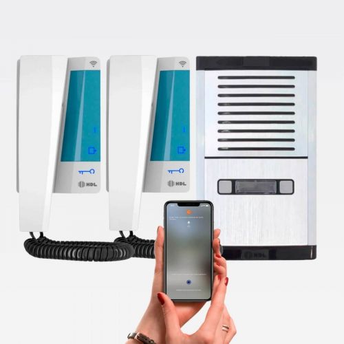 Kit Interfone Coletivo HDL WiFi 2 Pontos com Aplicativo Connect Alum�nio/Preto HDL