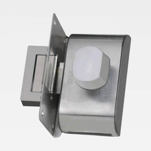 Fechadura Elétrica PV90 AD HDL Para Porta de Vidro 1 Folha Abre Para Dentro Com Puxador Bola Inox HDL 90.01.03.094