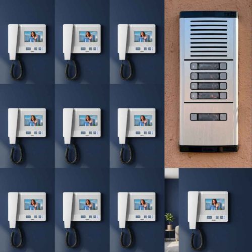 V�deo Porteiro Coletivo HDL 10 Pontos com C�mera + 10 Monitores Class 4.3" Completo