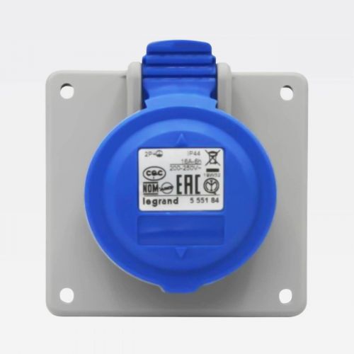 Tomada Industrial 16A 250V 2P+T IP44 Azul Legrand 555184