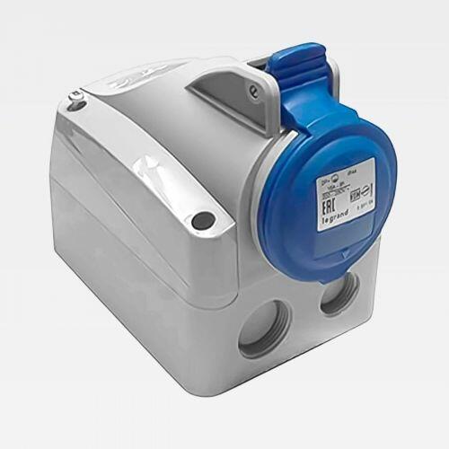 Tomada Industrial 16A 250V 2P+T Sobrepor IP44 Cinza/Azul Legrand 555154