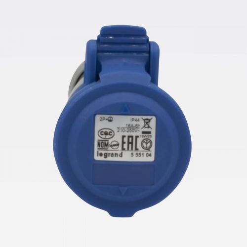 Tomada Industrial 16A 250V 2P+T M�vel IP44 Azul Tempra Legrand 555104